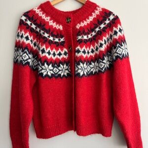 GAP Red White and Blue Fair Isle Patterned Women's Cardigan Small